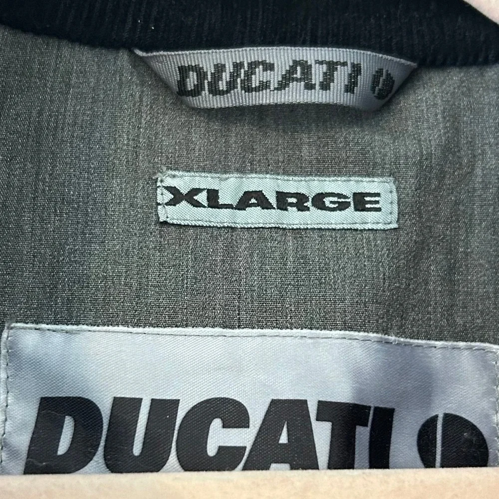 Ducati Meccanica Bologna Motorcycle Jacket Grey Red Stripe Mens XL Vintage Style